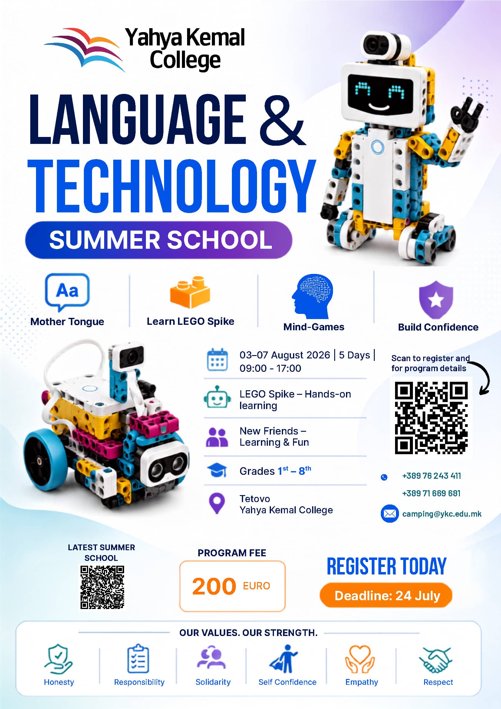 YKC Tetovo Language and Technology Summer School poster
