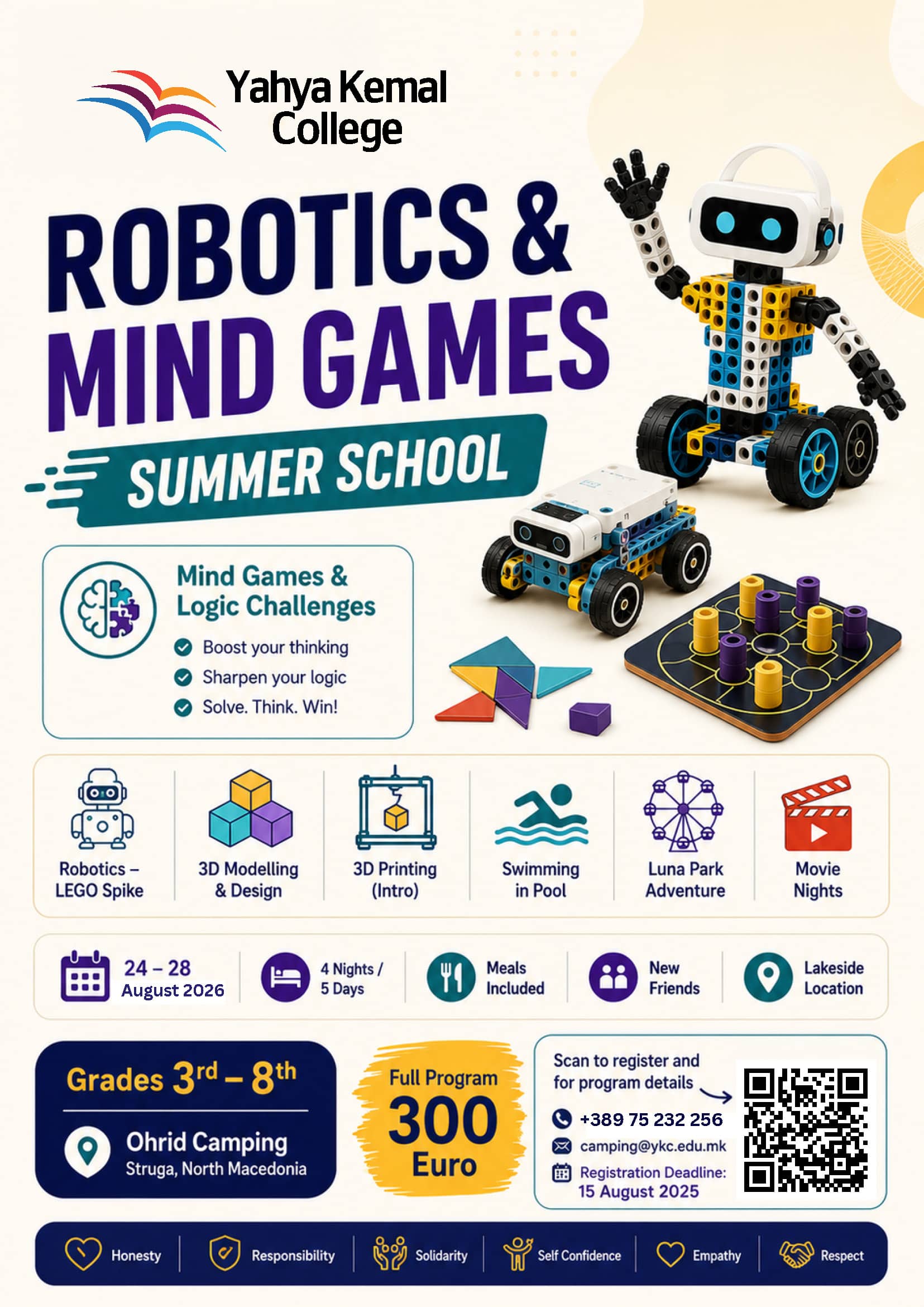YKC Ohrid Camping Robotics and Mind Games Summer School poster